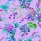 seamless pattern with Bright lilac hydrangeas on a purple background