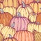 Seamless pattern with bright sketchy pumpkins. Vector illustration