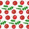 Seamless pattern with bright tomatoes