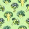 Seamless pattern with broccoli. Watercolor illustration. Food background.