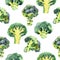 Seamless pattern with broccoli. Watercolor illustration. Food background.