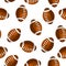 Seamless pattern with brown rugby balls in flat style.