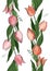 Seamless pattern brush floral. Vector. Tulips