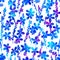 Seamless pattern with brush flowers and leaf. Blue watercolor color on white background. Hand painted grange texture