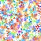 Seamless pattern with brush flowers and leaves plant . Rainbow watercolor color on white background. Hand painted grange