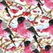 Seamless pattern with bullfinch snowbird and winter tree branch with red berries on white