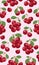 Seamless pattern bunch of cherry fruits, Fresh organic food, Red fruits berry pattern on pink.