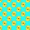 Seamless pattern of a bunch of yellow bananas on a blue background. The concept of food, summer