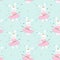 Seamless  pattern with bunny girl ballerina. Kids print. Vector