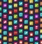 Seamless Pattern with Business and Financial Colorful Icons