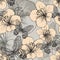 Seamless pattern with butterflies and flowering hibiscus. Vector