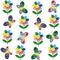 Seamless pattern with butterflies and flowers in bright rainbow lgbtq colors