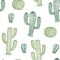 Seamless pattern with cactus. Hand drawn desert plants cactuses repeat vector texture