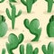 Seamless pattern with cactus with thorns, succulent on color background. Vector drawing illustration for icon, game