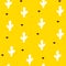 Seamless pattern with cactuses and graphical elements on yellow background. Vector