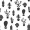 Seamless pattern - Cactuses in the pots