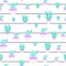 Seamless pattern of Cactuses and Succulents with funny. Editable elements, icons for textile, web.