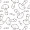 Seamless pattern with Caesars mushrooms in line art style. Design for wrapping paper, wallpaper, textiles. Vector