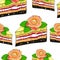 seamless pattern cake a piece with a rose flower. vector illustration