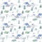 Seamless pattern of a camping in the woods  and  mountains.