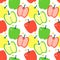 Seamless pattern with capsicum - red, yellow and green bell pepper.