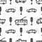 Seamless pattern with car and tram icons. Road traffic background