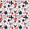 Seamless pattern with card suits. Playing cards spade, heart, club, diamond.