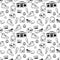 Seamless pattern in cartoon 80s-90s comic style.