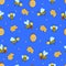 Seamless pattern of cartoon bees, hive and honey. Vector illustration Wallpaper background.