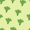 Seamless pattern with cartoon broccoli. colorful vector. hand drawing, flat style.