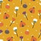 Seamless pattern with cartoon bugs and flowers. for fabric print, textile, gift wrapping paper. colorful vector for kids, flat sty