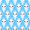 Seamless pattern of cartoon bunny on blue background.