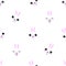 Seamless pattern of cartoon bunny on white background.