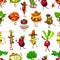 Seamless pattern with cartoon cowboys and bandits