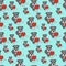 Seamless pattern with cartoon dogs Schnauzer Portrait. Dog with red heart. Dog breed hand drawn vector illustration