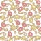 Seamless pattern , Cartoon donuts . Hand drawn delicious dessert, a small treat. Doodle elements.