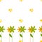 Seamless pattern with cartoon flowers, bubbles