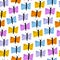 Seamless pattern with cartoon funny butterflies. flat colorful kids vector. animals.