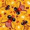 Seamless pattern with cartoon funny flies