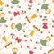 Seamless pattern with cartoon girls