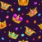 Seamless pattern with cartoon golden king crowns