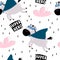 Seamless pattern with cartoon horses, clouds, hand drawing lettering super hero, decor elements. colorful vector for kids, flat st