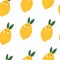 Seamless pattern with cartoon lemon. colorful vector. hand drawing, flat style.