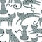 Seamless pattern with cartoon leopards. Colorful vector flat style for kids. Animals. hand drawing.