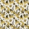 Seamless pattern with cartoon leopards, decor elements. flat animals. Hand drawing for children. wild life.