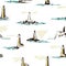 Seamless pattern of cartoon lighthouses.