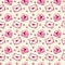 Seamless pattern with cartoon love envelopes and hearts. Vector template.