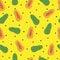 Seamless pattern with cartoon papaya. for fabric print, textile, gift wrapping paper. colorful vector for kids, flat style