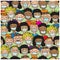 Seamless pattern with cartoon people in medical masks