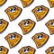 Seamless pattern with cartoon pizza slices